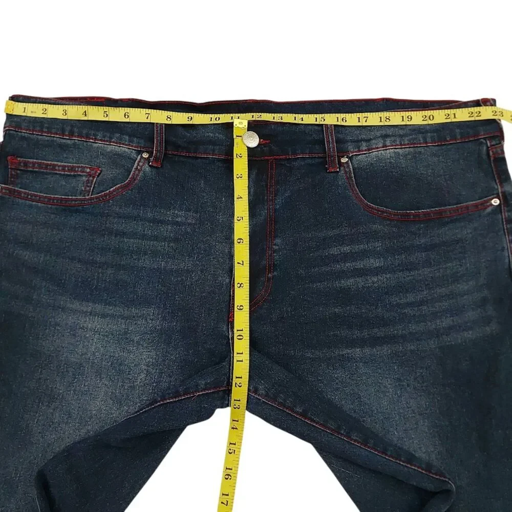 True Religion Mens 44x31 Dark Wash Geno Jeans Relaxed Slim Stretwear Retro Y2K